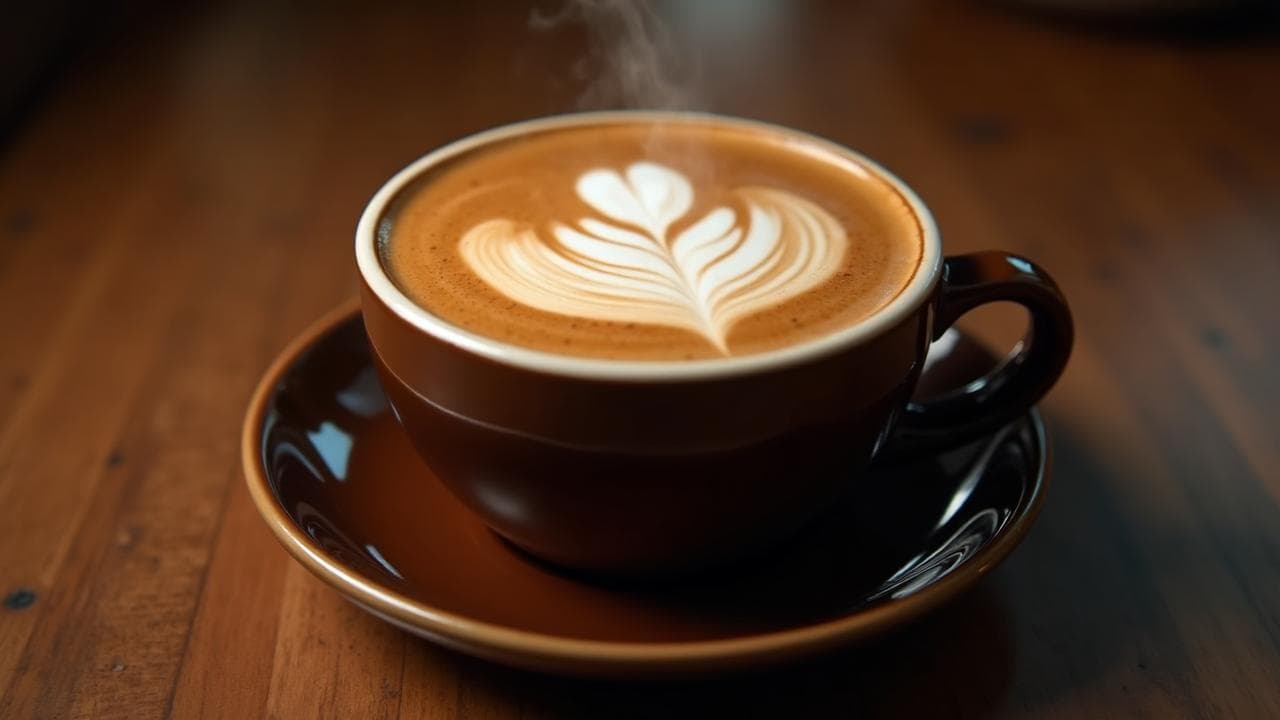 Taza de café con arte latte